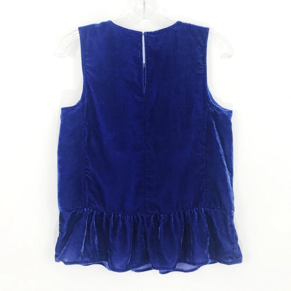 4/$25 J Crew Velvet Peplum Tank Top Blue 2
